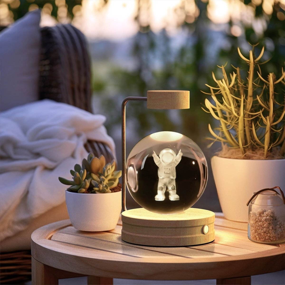 Mandotos crystal ball cosmic dinosaur indoor night light with USB power, warm glow, perfect as a bedside or birthday gift lamp