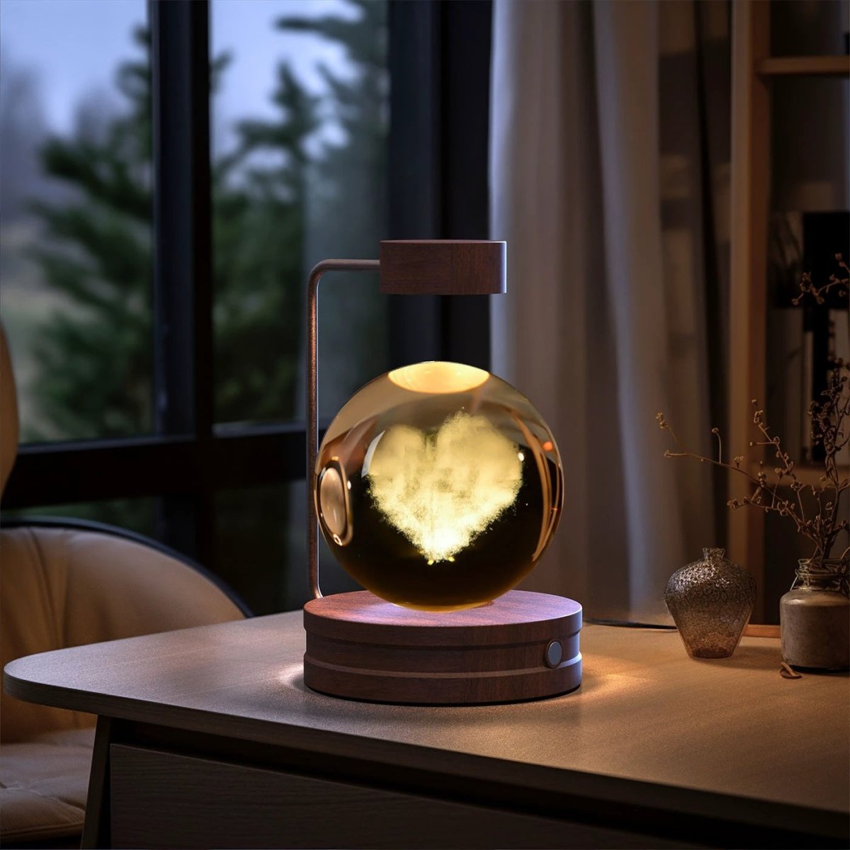 Mandotos crystal ball cosmic dinosaur indoor night light with USB power, warm glow, perfect as a bedside or birthday gift.