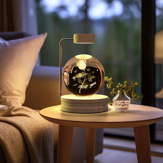 Mandotos crystal ball cosmic dinosaur indoor night light with USB power, warm glow, perfect for bedside or birthday gift.