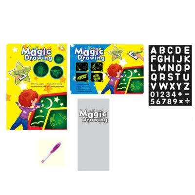 Mandotos educational toy drawing pad with 3D magic light effects and puzzle board for creative sketching and learning.