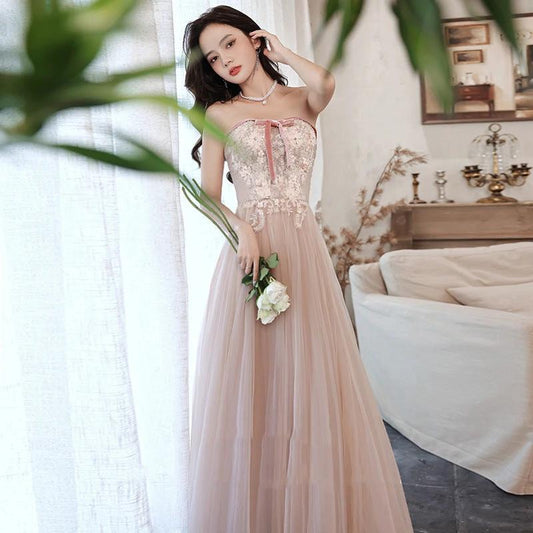 Mandotos elegant tube lace sequined ball gown with intricate detailing, perfect for pageantry and prom occasions.