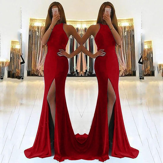 Elegant long ladies' evening dress by MANDOTOS featuring a flowing silhouette and stylish design for formal occasions.