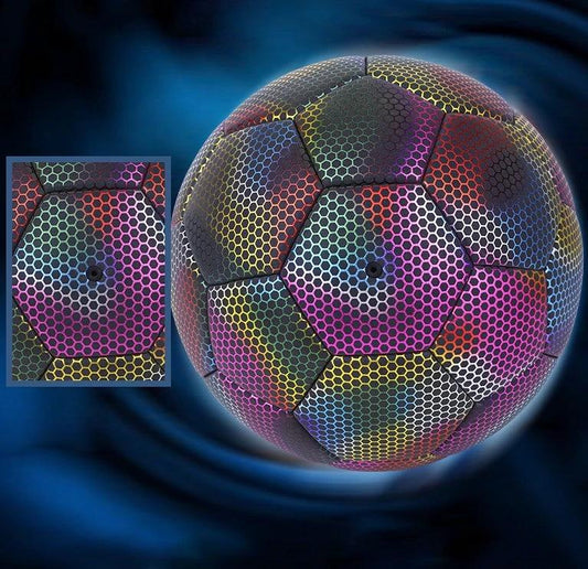 Mandotos luminous football with machine-stitched reflective surface, ideal for night play and outdoor football games.