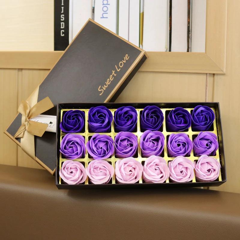 Mandotos 18 Rose Gradient Soap Flower Bouquet with handmade pink soap roses, perfect for gifting and decorative display.