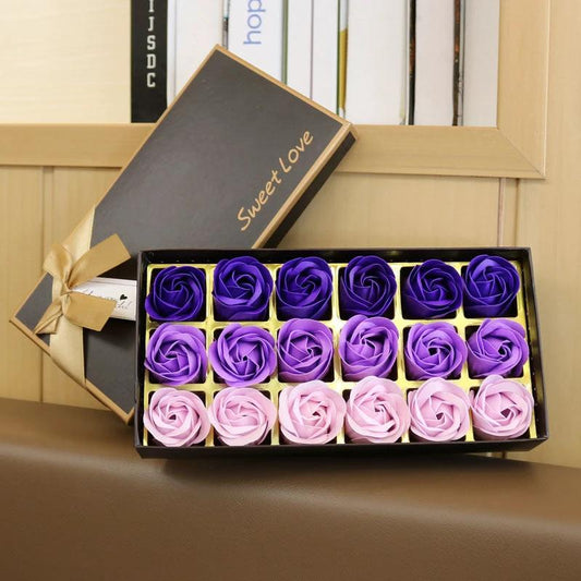 Mandotos 18 Rose Gradient Soap Flower Bouquet with handmade pink soap roses, perfect for gifting and decorative display.