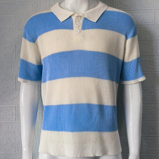 Mandotos men's summer short sleeve lapel sweater, casual men's fashion shirt, lightweight and stylish for warm weather.