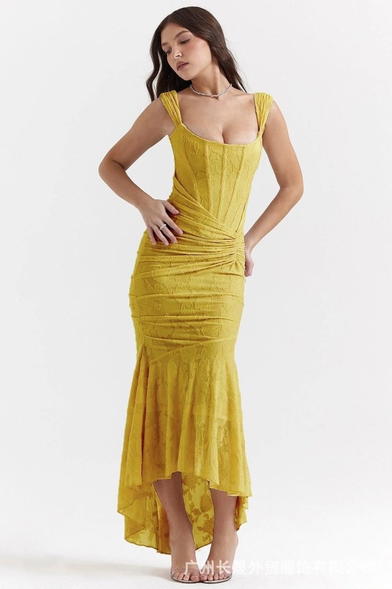 Purple Mozision off-shoulder backless evening dress for women, sleeveless, strapless, ruched bodycon style for club or party wear.