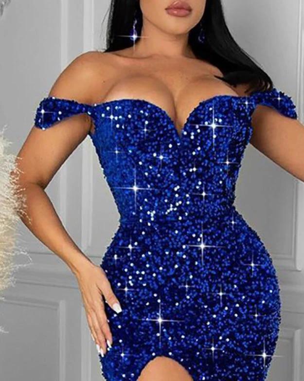 Mandotos sequin tube top party dress, hip-length evening dress with shimmering sequins and fitted style for special occasions.
