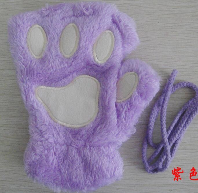 Mandotos winter short finger paw bear cat claw gloves, cozy half-cover design for warmth and style.