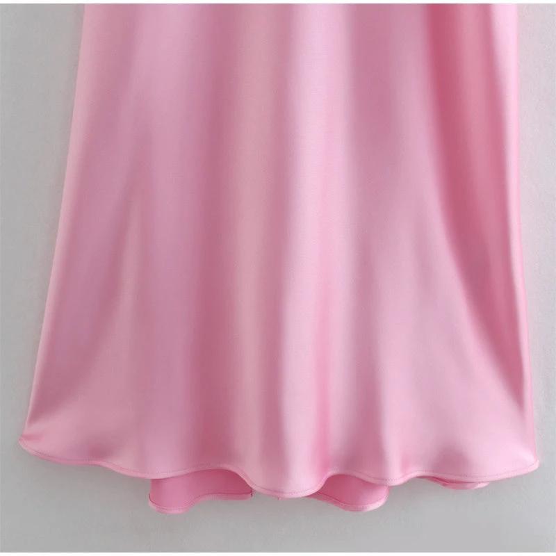 Mandotos women's satin long sleeveless camisole dress, elegant backless slip dress for holiday parties and summer casual wear.