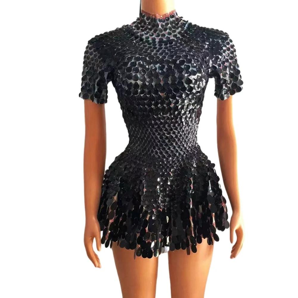 Women's fashionable sequins skirt by MANDOTOS featuring dazzling design, zipper closure, perfect for daily wear and parties.