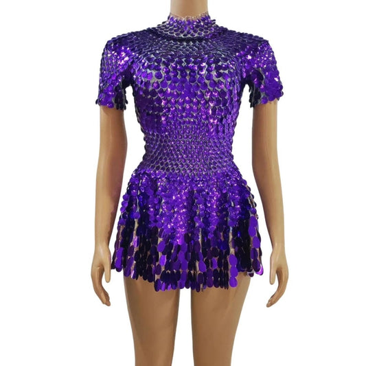 Women's fashionable sequins skirt by MANDOTOS featuring dazzling design, zipper detail, perfect for daily wear or parties.
