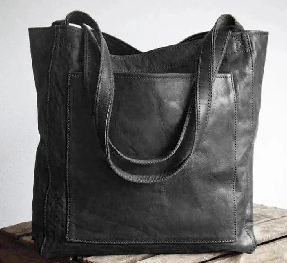 Women's soft leather vintage shoulder bag with pocket by MANDOTOS, featuring a portable design and classic style.