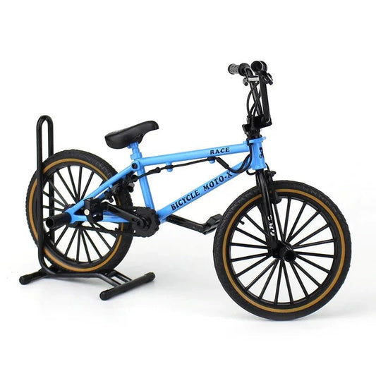 Mini alloy racing bicycle diecast model by MANDOTOS, pocket-sized collectible toy with detailed racing bicycle features.