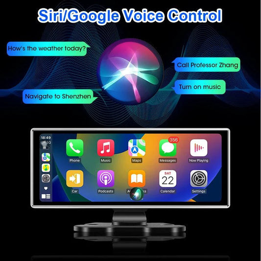 Mandotos 11.26-inch 4K Car DVR dash cam with dual lenses, wireless connectivity, GPS, and large monitor for vehicle recording.
