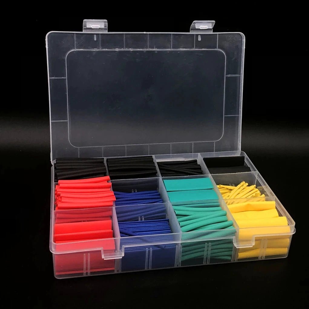 Mandotos heat-shrink tubing kit with 750 thermoresistant sleeves for electrical wire insulation and cable wrapping.