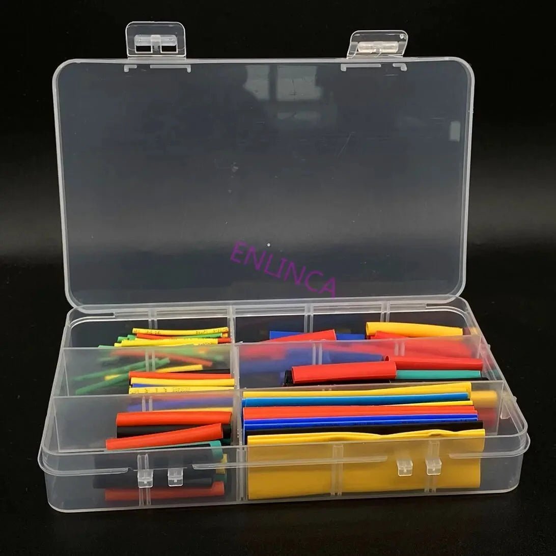 Mandotos heat-shrink tubing kit with 127-750 pcs of thermoresistant wire insulation sleeves for electrical connections and cable protection.
