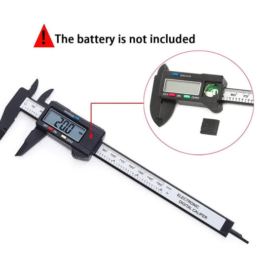 Mandotos 150mm and 100mm electronic digital caliper with carbon fiber body, dial vernier, and precise measuring gauge for tools.