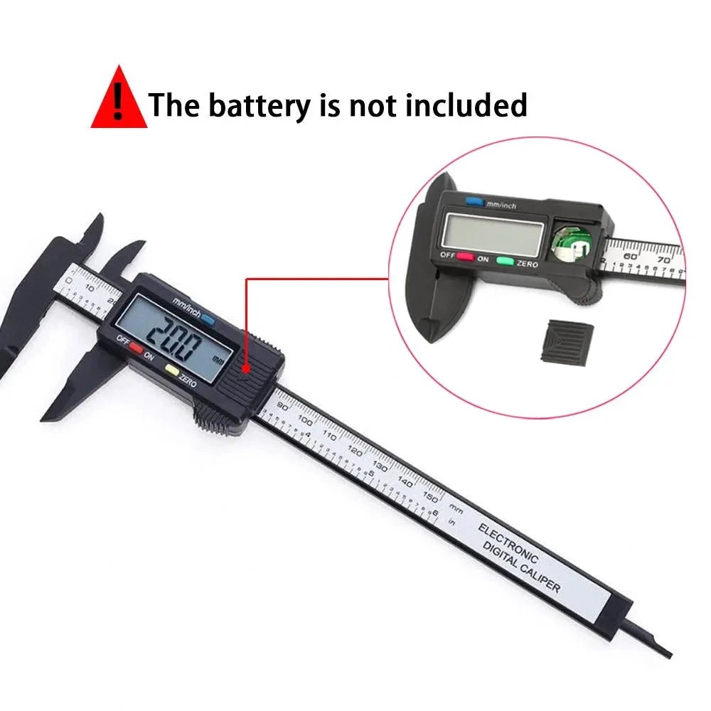 Mandotos 150mm and 100mm electronic digital caliper with carbon fiber body, dial vernier, and precise measuring gauge for tools.