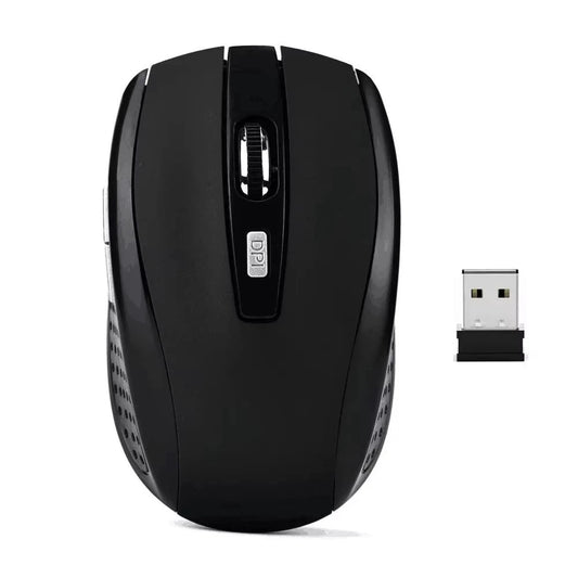 Mandotos 2.4G wireless Bluetooth ergonomic mouse with 6 mute buttons and adjustable 800/1200/1600 DPI for MacBook and laptops.