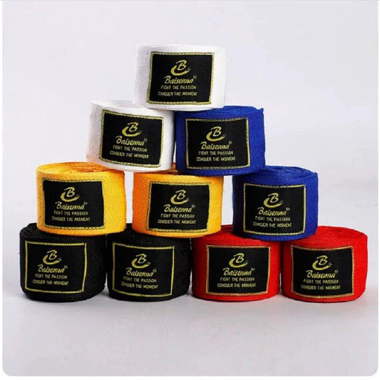 Mandotos 2-pack boxing training cotton bandages and hand wraps for sanda, kickboxing, MMA, and boxing sports.