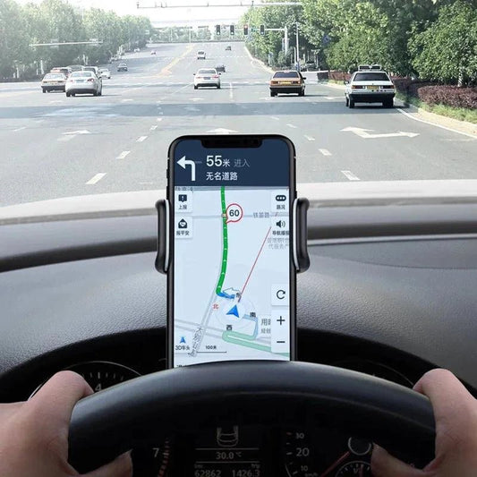 Mandotos 360° rotatable car phone holder, universal dashboard mount for mobile phones, auto grip fixed bracket for cars.