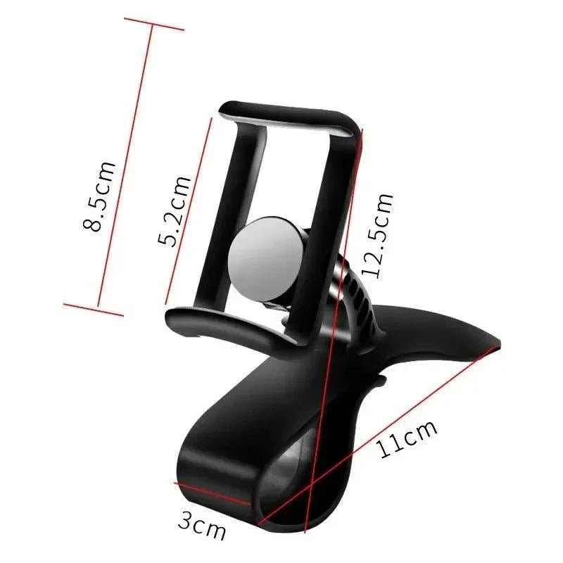 Mandotos 360° rotatable car phone holder, universal dashboard mount for mobile phones, adjustable auto grip bracket.