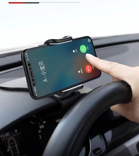 Mandotos 360-degree rotatable car phone holder, universal dashboard mount for mobile phones, auto grip, and fixed bracket support.