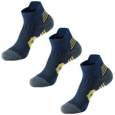 Mandotos 3-pair set of short, quick-drying fitness sports socks with towel bottom, non-slip sole, ideal for running and basketball.