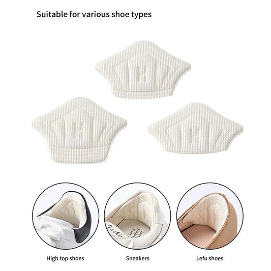 Mandotos 3 or 6 pairs of sport shoe heel pads with adjustable size, antiwear cushion inserts, and back stickers for comfort.