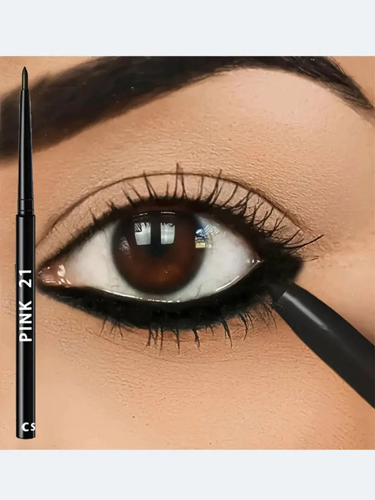 Mandotos 3-piece waterproof black eyeliner pencils with smudge-proof, long-lasting formula for easy eye makeup application.