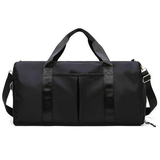 Mandotos waterproof fitness sports travel duffel bag with shoulder strap, ideal for gym, swim, and weekend trips for women and men.