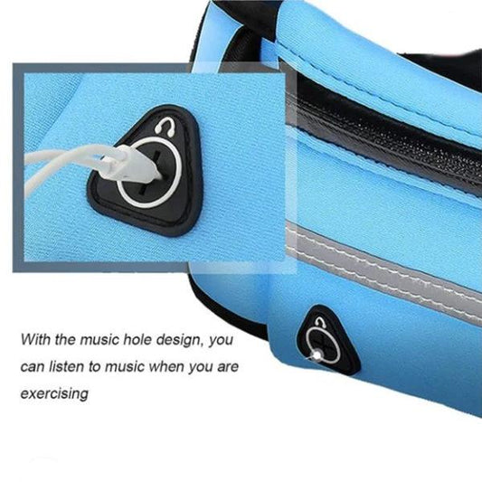 Mandotos fitness waist bag with pocket, slim running belt fanny pack for jogging, hiking, cycling, and gym workouts.