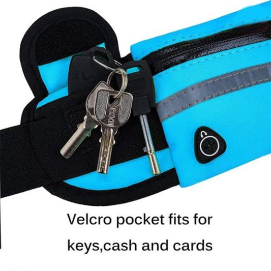 Mandotos fitness waist bag with pocket, slim running fanny pack for jogging, hiking, cycling, and gym workouts.