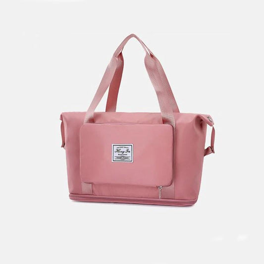 Mandotos foldable waterproof travel bag with large capacity, suitable for gym, fitness, weekender, and overnight trips for women.