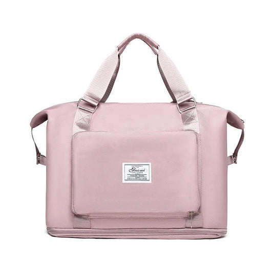 Mandotos folding travel bag for women, versatile backpack, shoulder, and gym bag, ideal for weekend and overnight trips.