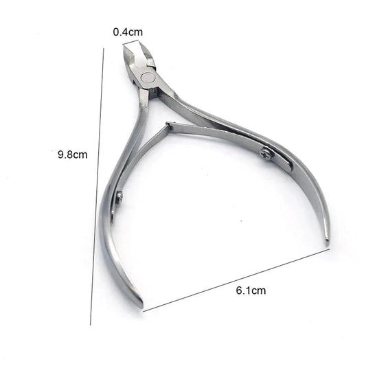 Mandotos 4-piece stainless steel nail cutter set with scissors, nippers, and cuticle pusher for professional nail care and manicure.