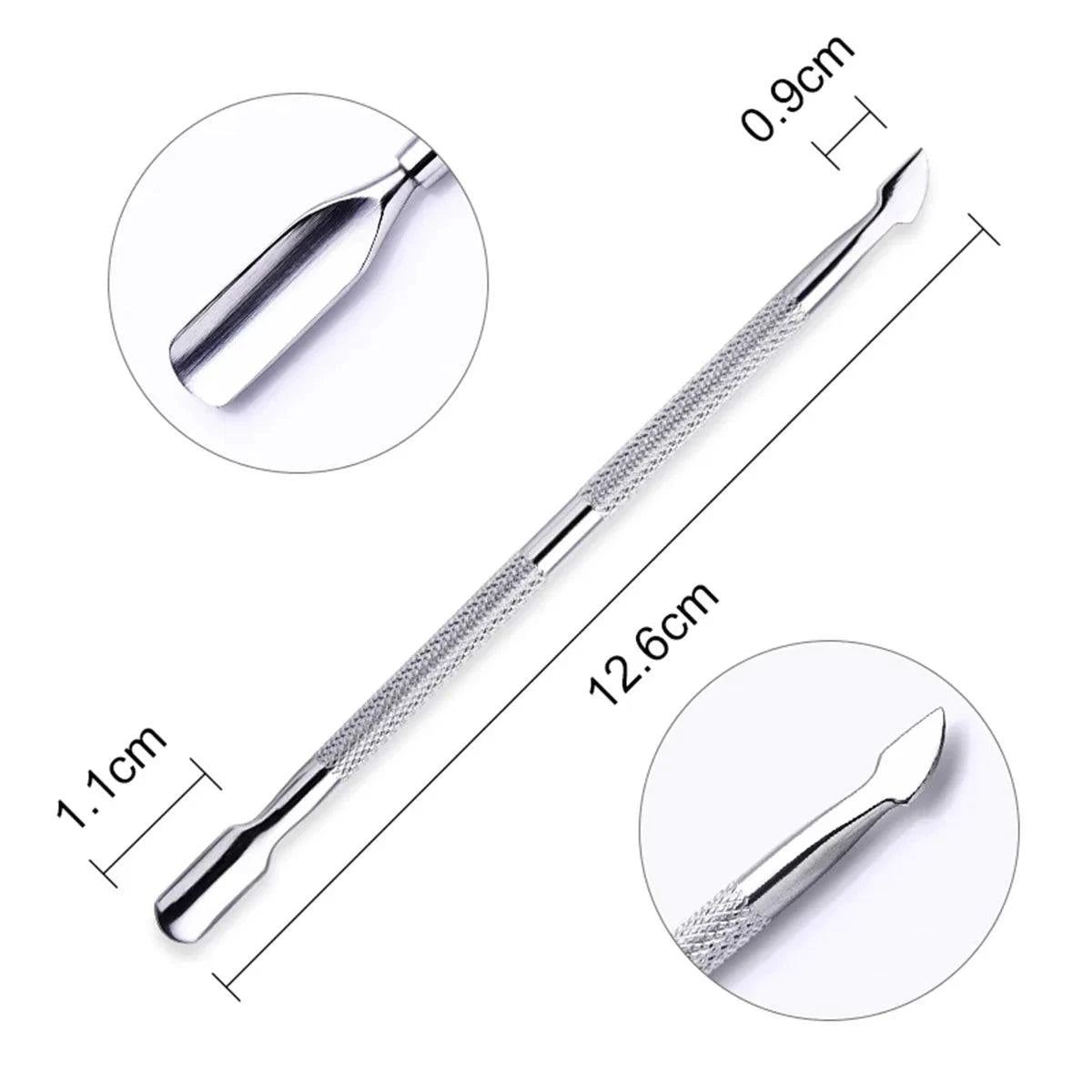 Mandotos 4-piece stainless steel nail cutter and scissors set with cuticle pusher for professional nail care and manicure grooming.