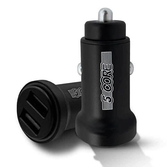Mandotos 5Core SpeedCharge Car USB-C Adapter plugged into a vehicle's cigarette lighter socket for fast charging.