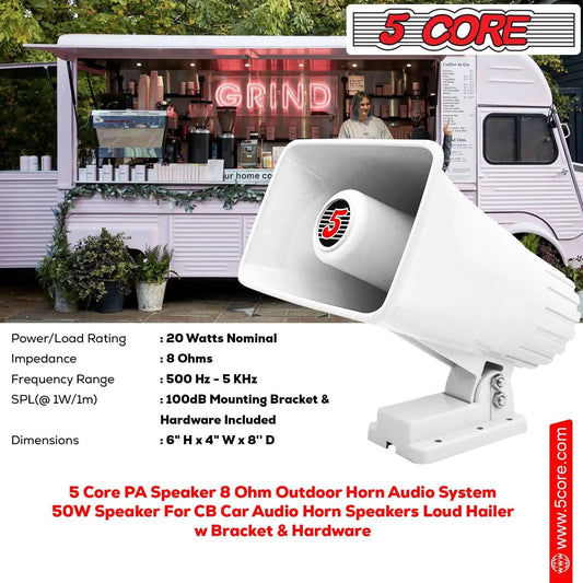 Mandotos 5Core Universal PA Horn Speaker 50W 6x4 with durable black casing and mounting brackets for public address systems.