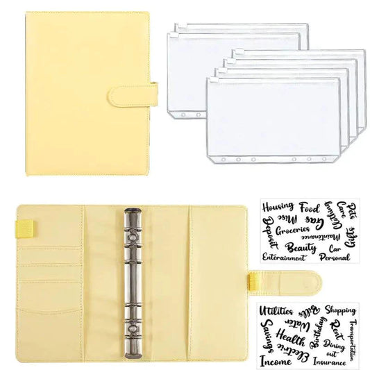 A6 Deluxe Leather Finance Organizer by MANDOTOS with multiple card slots and a sleek black leather finish.