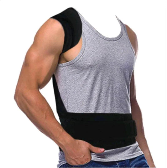 Mandotos adjustable back brace and posture corrector supporting proper spinal alignment and posture improvement.