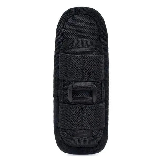 Mandotos Adventure Belt Flashlight Carrier with adjustable strap and durable design for outdoor activities and hands-free illumination.