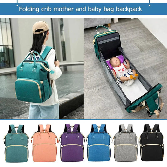 Mandotos all-in-one stroller diaper backpack with multiple compartments and adjustable straps, designed for convenient parent on-the-go use.