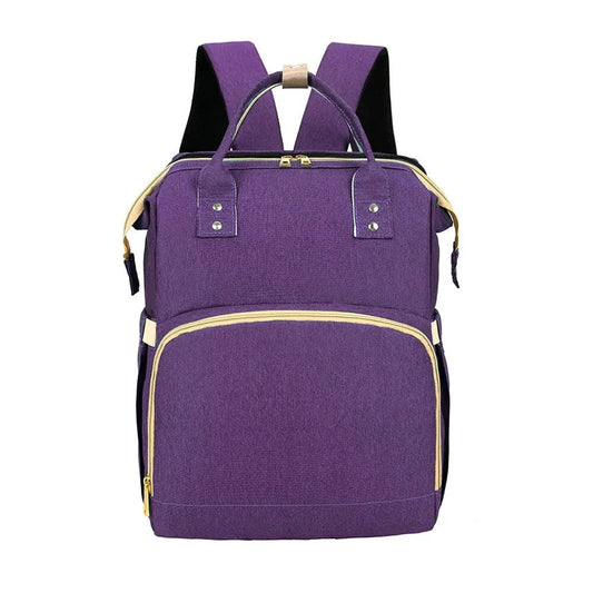 Mandotos all-in-one stroller diaper backpack with multiple compartments and adjustable straps for convenient parenting on the go.