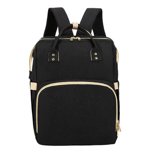 Mandotos all-in-one stroller diaper backpack with multiple compartments, adjustable straps, and convenient design for parents.