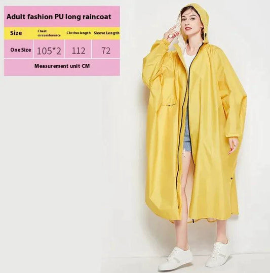 Mandotos all-weather cyclist raincoat in bright yellow, featuring hood and reflective details for outdoor riding in wet weather.