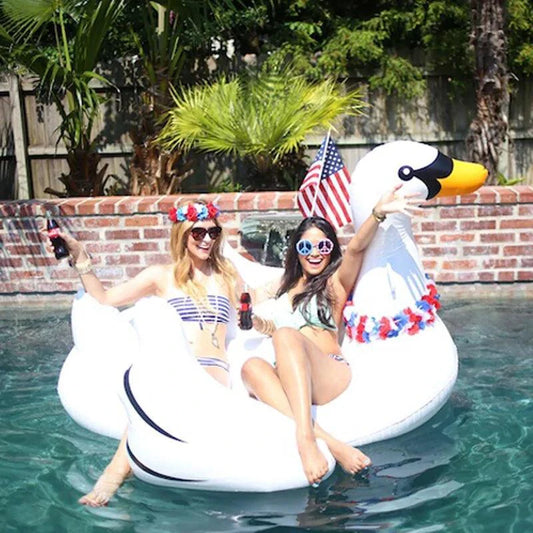 Mandotos Aqua Oasis Pool Float with built-in cup holders and vibrant blue color, perfect for relaxing in the pool