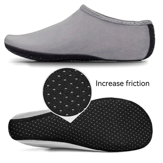 Mandotos AquaFlex unisex water shoes with quick-dry fabric, designed for beach, yoga, and swim activities, shown in a natural pose.