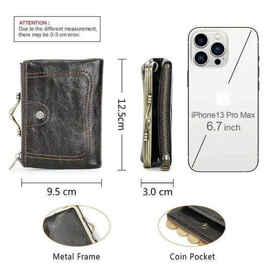 Mandotos authentic leather ladies' wallet with multiple card slots and a sleek design, showcasing high-quality craftsmanship.